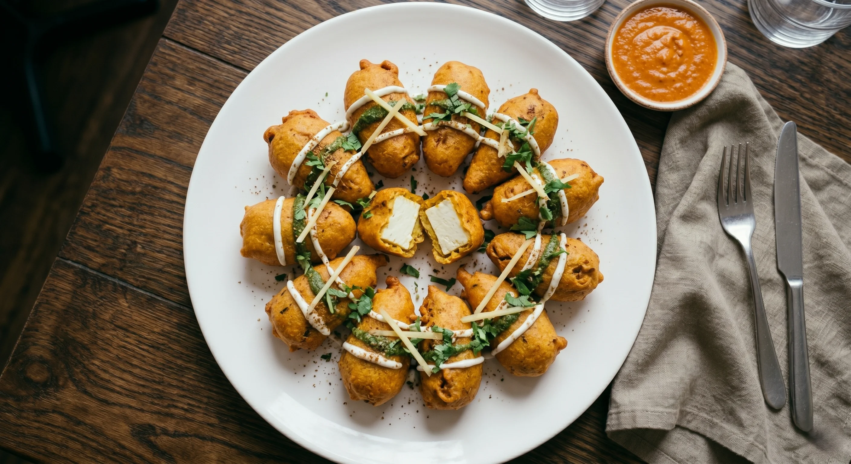 Crispy Paneer Pakora — battered cottage cheese fritters at Taj Mahal Food, London, Ontario